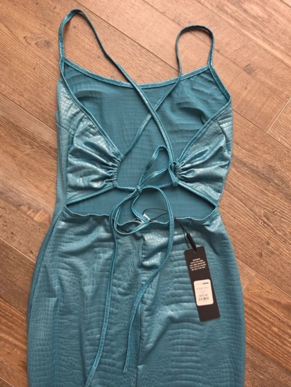 Fashion Nova turquoise snake skin maxi dress XS NWT going out vacation